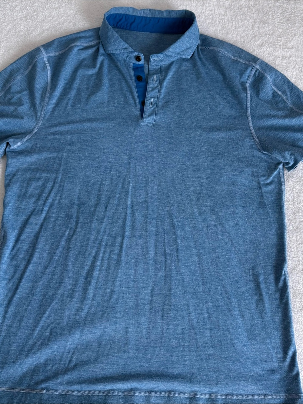 lululemon athletica Men's Heathered Blue Polo with Contrast Placket